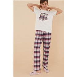 Pijama 100% algodón Snoopy franela manga corta