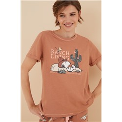 Pijama Capri 100% algodón Snoopy marrón anaranjado