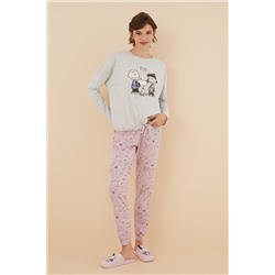 Pijama 100% algodón Snoopy & Cía gris