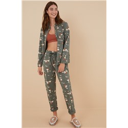 Pijama camisero 100% algodón Snoopy verde