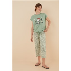 Pijama Capri 100% algodón Snoopy verde