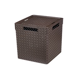 Коробка для хранения квадратная 23 л 29,4*29,4*30,1 см "Береста" с крышкой (венге) (модель 6823105)