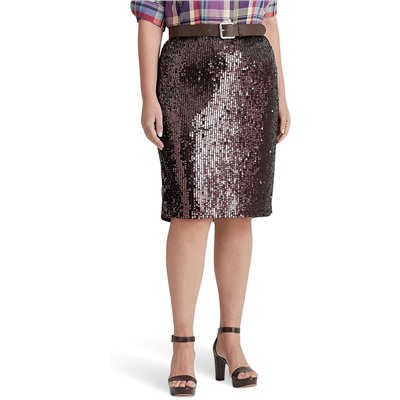 LAUREN Ralph Lauren Plus Size Sequined Tulle Pencil Skirt
