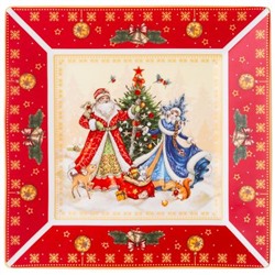 Блюдо LEFARD Дед Мороз и Снегурочка квадратное 22 см 85-1723