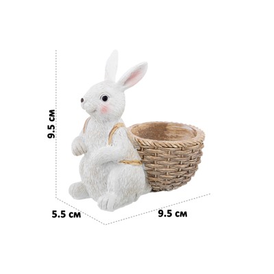 Подставка декор. под яйцо 9,5*5,5*9,5 см "Кролик с корзинкой для яиц"