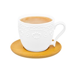 Чашка для капучино и кофе латте 220 мл 11*8,3*7,5 см "Белый узор" + дер. подст.