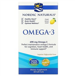 Nordic Naturals, Омега-3, с лимонным вкусом, 690 мг, 60 капсул
