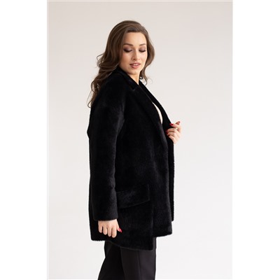 Пальто женское демисезонное 22730 (черный/тедди)
