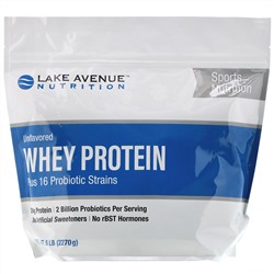 Lake Avenue Nutrition, Сывороточный протеин и пробиотики, с нейтральным вкусом, 2270 г (5 фунтов)