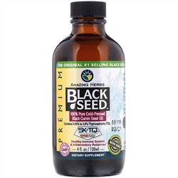 Amazing Herbs, Черное семя, на 100% чистое семя черного тмина холодного отжима, 4 жидк. унций (120 мл)
