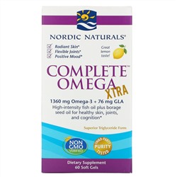 Nordic Naturals, Complete Omega Xtra со вкусом лимона, 1000 мг, 60 мягких желатиновых капсул