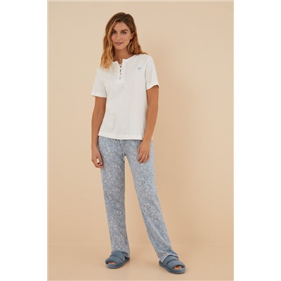 Pijama pantalón largo 100% algodón flores