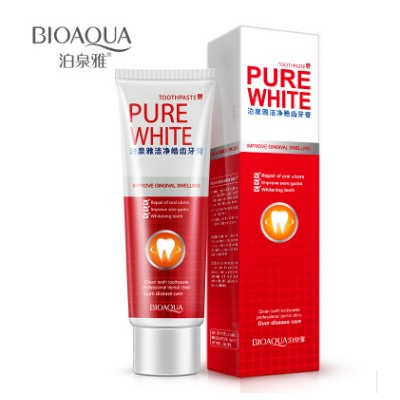 Sale! Отбеливающая зубная паста BioAqua Pure White со вкусом клюквы 120 гр