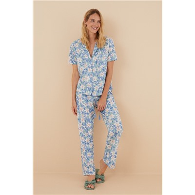 Pijama camisero estampado tropical