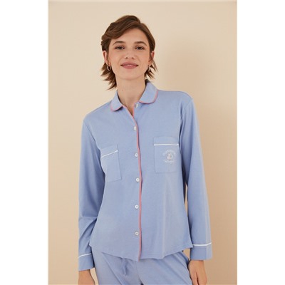 Pijama camisero 100% algodón azul