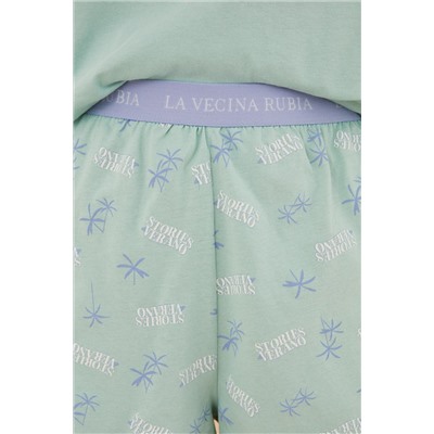 Pijama corto 100% algodón verde La Vecina Rubia