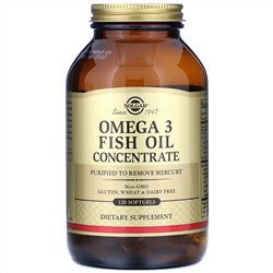 Solgar, Омега-3 рыбий жир, концентрат, 120 мягких таблеток