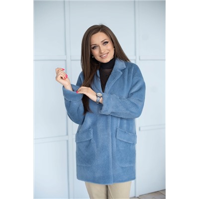 Пальто женское демисезонное 22520  (голубой/тедди)