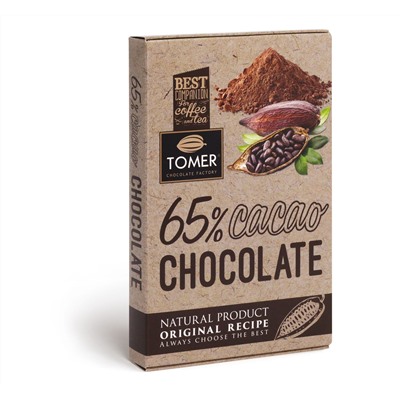 Горький шоколад Томер 65%, 90 г картон