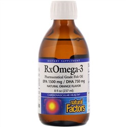 Natural Factors, Rx Omega-3, натуральный вкус апельсина, 237 мл (8 жидк. унций)