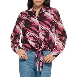 Calvin Klein Print Knot Front with Collar