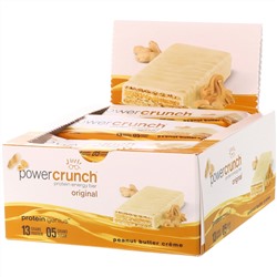 BNRG, Энергетический белковый батончик Power Crunch Original, крем с арахисовым маслом, 12 батончиков, вес каждого 40 г (1,4 унции)