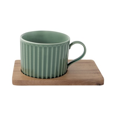 Набор из 2-х чашек для чая Время отдыха, зелёная и светло-серая, 0,25 л, 60649