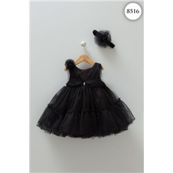 8516 Платье детское + повязка Caramell ЧЕРНЫЙ