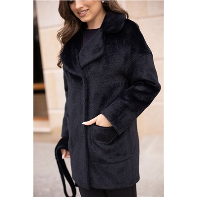 Пальто женское демисезонное 23700 (черный/тедди)