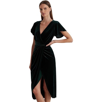 LAUREN Ralph Lauren Velvet Flutter-Sleeve Cocktail Dress