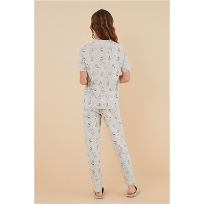 Pijama largo camisero 100% algodón Snoopy manga corta