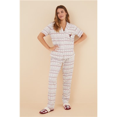 Pijama camisero algodón cenefa Snoopy