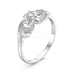 Кольцо женское из серебра с бриллиантом родированное