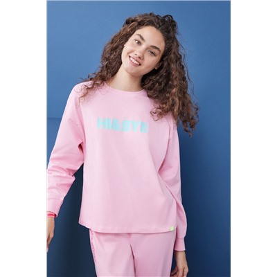 Pijama 100% algodón sudadera y pantalón largo rosa