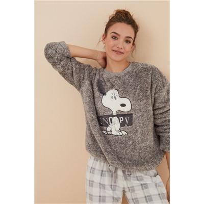 Pijama polar Snoopy gris
