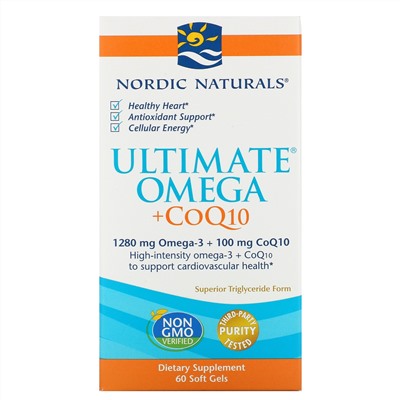 Nordic Naturals, Ultimate Omega + CoQ10, 1,280 mg, 60 Soft Gels