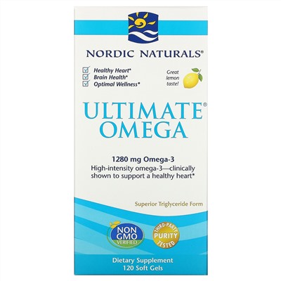 Nordic Naturals, Ultimate Omega, со вкусом лимона, 1280 мг, 120 капсул