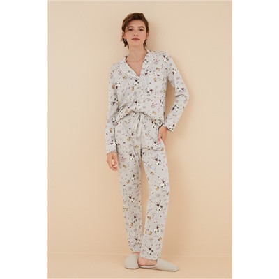 Pijama camisero 100% algodón Snoopy gris