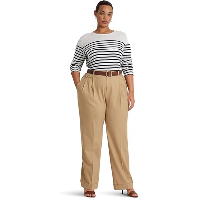 LAUREN Ralph Lauren Plus Size Pleated Wool-Blend Twill Pants