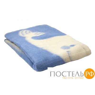 Одеяло Полушерстяное Кит голубое 40% шерсть, 47%Пан, 13%хлопок 100x140