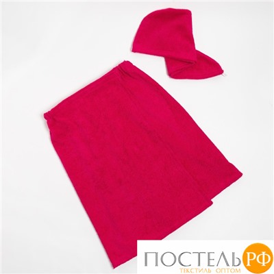 Набор для сауны Экономь и Я:полотенце-парео 68*150см + чалма,цв.ярко-розовый,100%хл,320 г/м2 7735249
