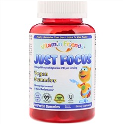 Vitamin Friends, Just Focus, Vegan Gummies, Berry Flavor, 60 Pectin Gummies