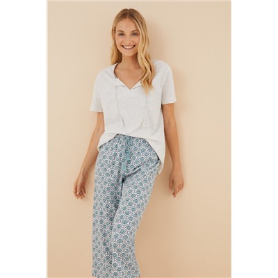 Pijama 100% algodón Capri gris claro