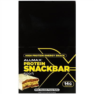 ALLMAX Nutrition, Энергетический снек с высоким содержанием протеина, протеиновый батончик, арахисовая паста с шоколадом, 12 батончиков по 57 г (2 унции)