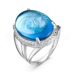 Кольцо из серебра с кварцем топаз родированное Казанская икона Божией Матери