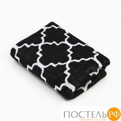 Полотенце махровое Этель "Ornament" белое на чёрном, 50х90 см, 100% хлопок, 420 гр/м2