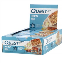 Quest Nutrition, Hero, протеиновый батончик, ваниль и карамель, 10 батончиков 60 г (2,12 унции) каждый