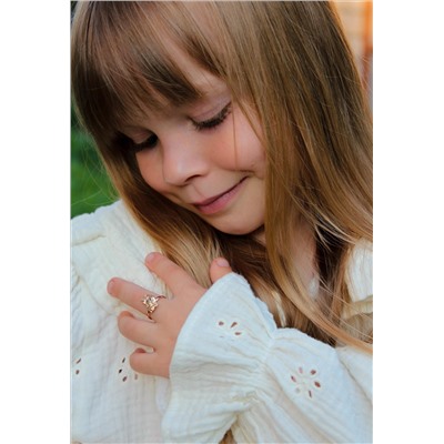Кольцо детское из золочёного серебра с фианитом цвета сапфир - Единорог