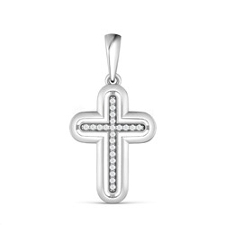 Подвеска-крест из серебра с фианитами родированная 13-1492р