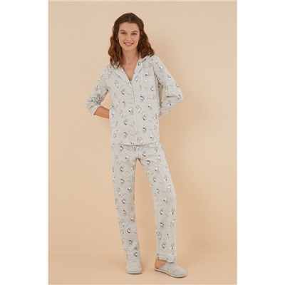 Pijama largo camisero 100% algodón Snoopy